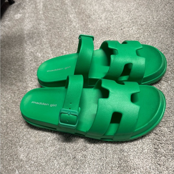 Madden Girl Shoes - Madden Girl Bright Green Slide Sandals